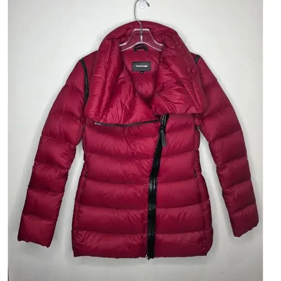 Mackage Queren convertible down puffer coat vest leather trim - red - small - Picture 4 of 16